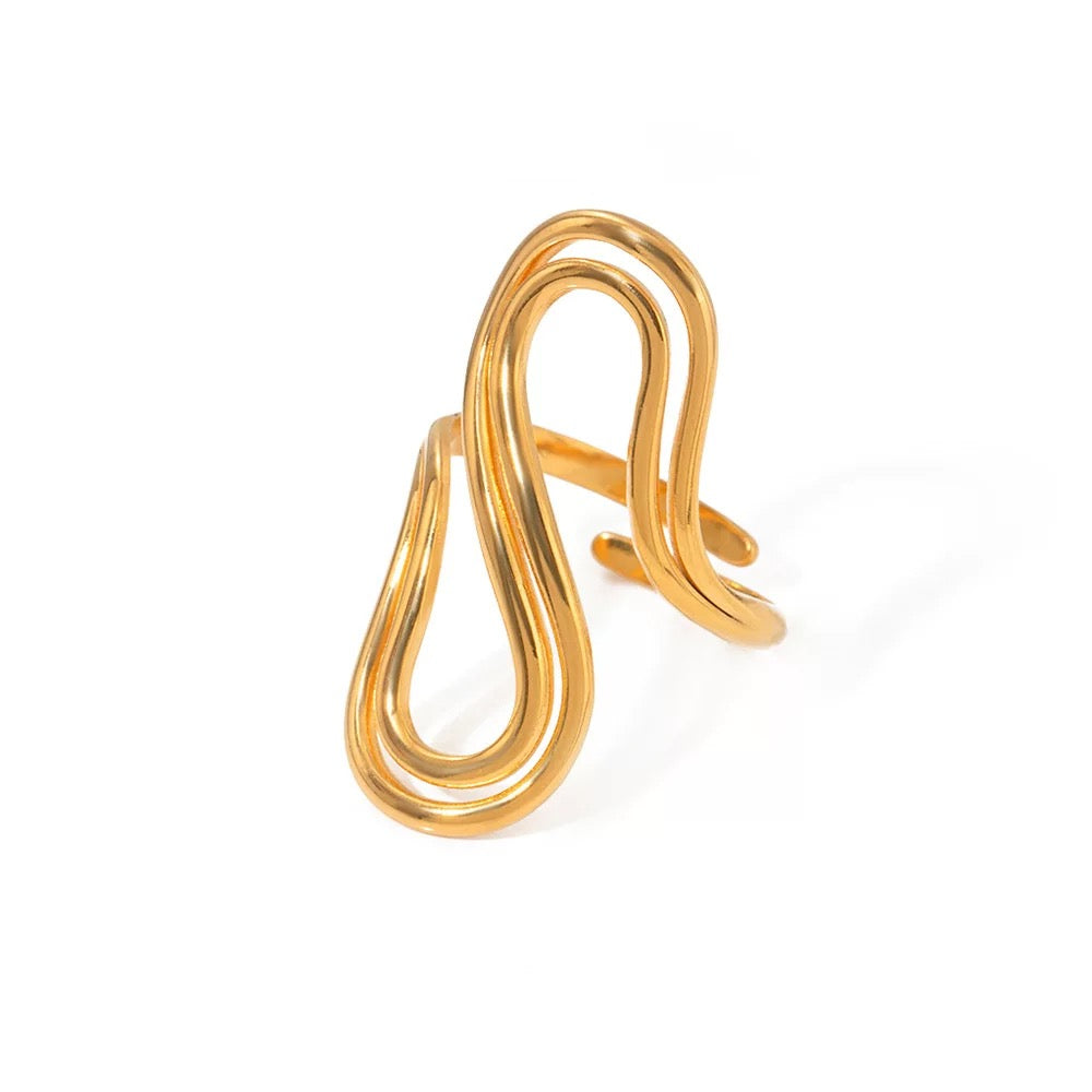 Aororawing Ring- Wave& Curve