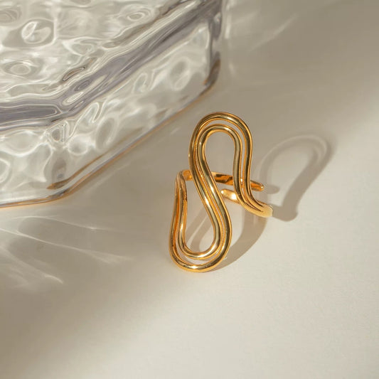 Aororawing Ring- Wave& Curve