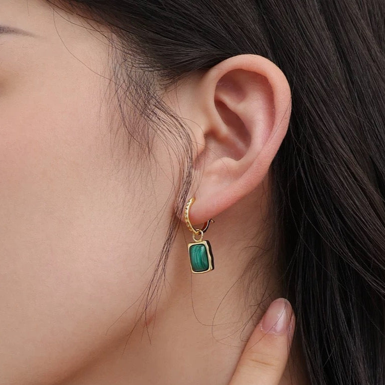 Aororawing Earring-Malachite